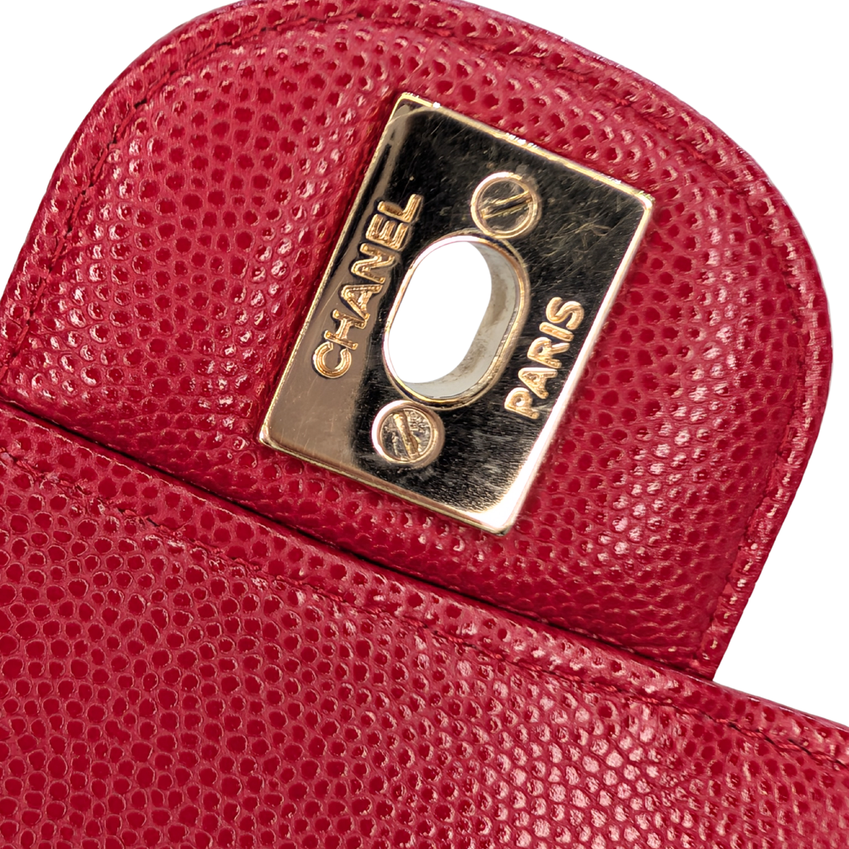 Chanel Mini Chevron Caviar Flap Bag Red
