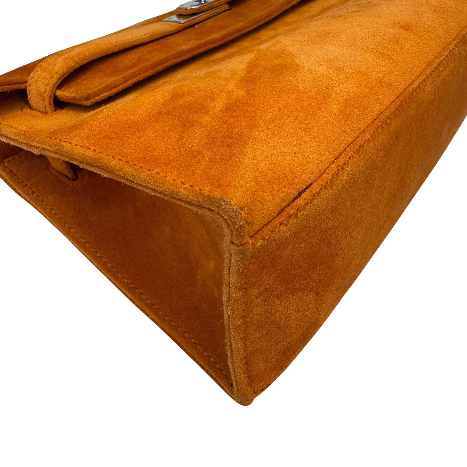 Hermès Kelly Pochette Orange H Veau Doblis Suede PWH ☐ I Stamp - Lost Designer
