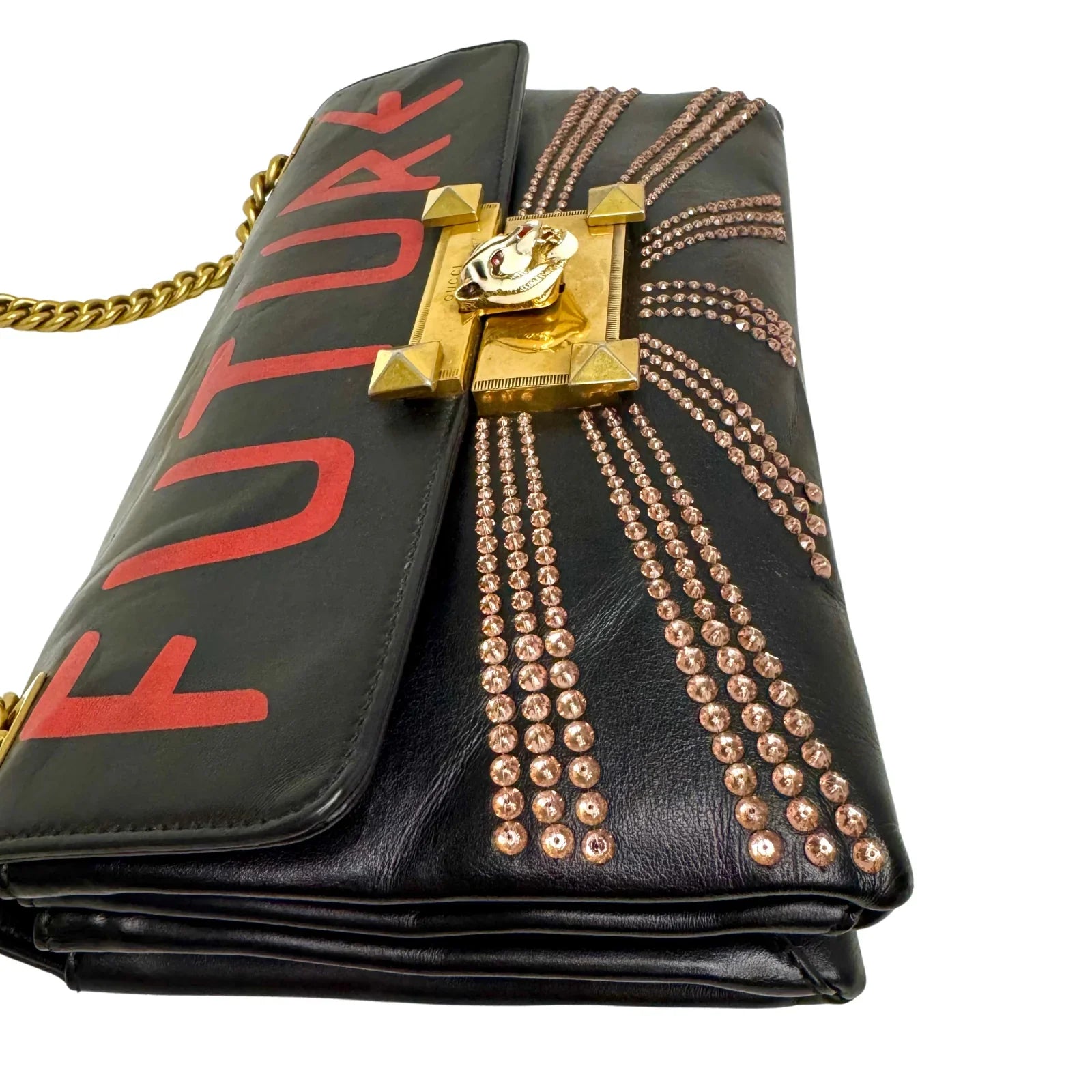 Gucci Osiride Future Embellished Leather Bag Black - Lost Designer