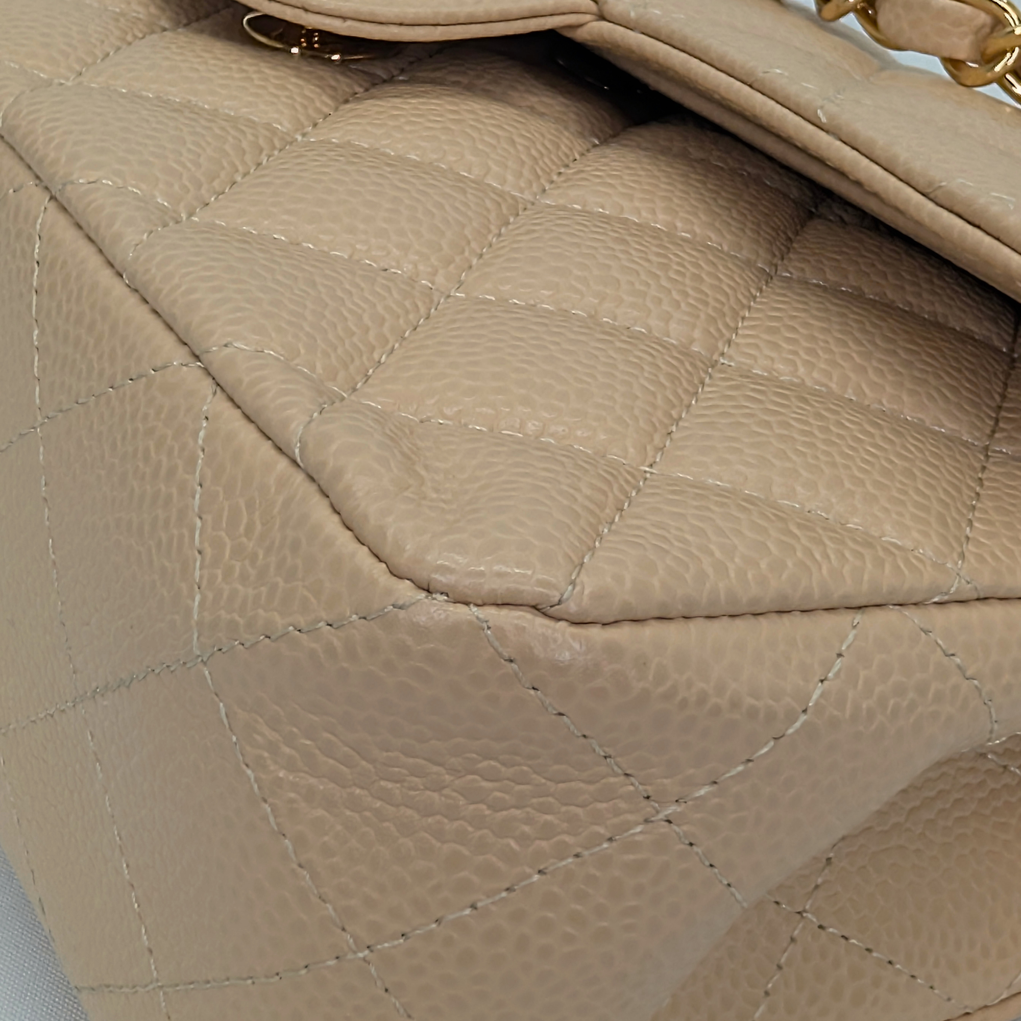 Chanel Classic Flap Small Caviar 2022 Microchip Shoulder Bag Beige