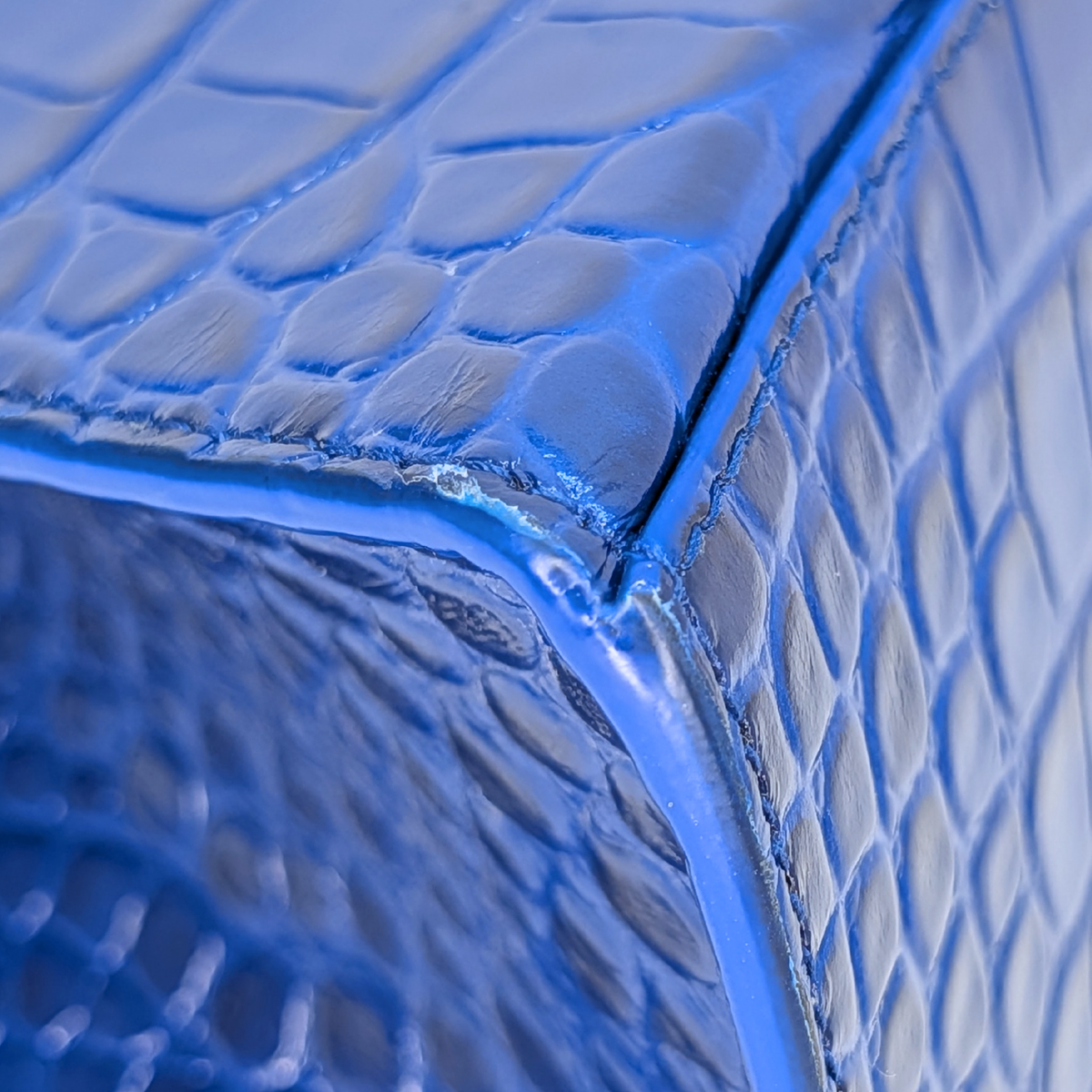 Balenciaga Hourglass Crocodile Embossed Blue