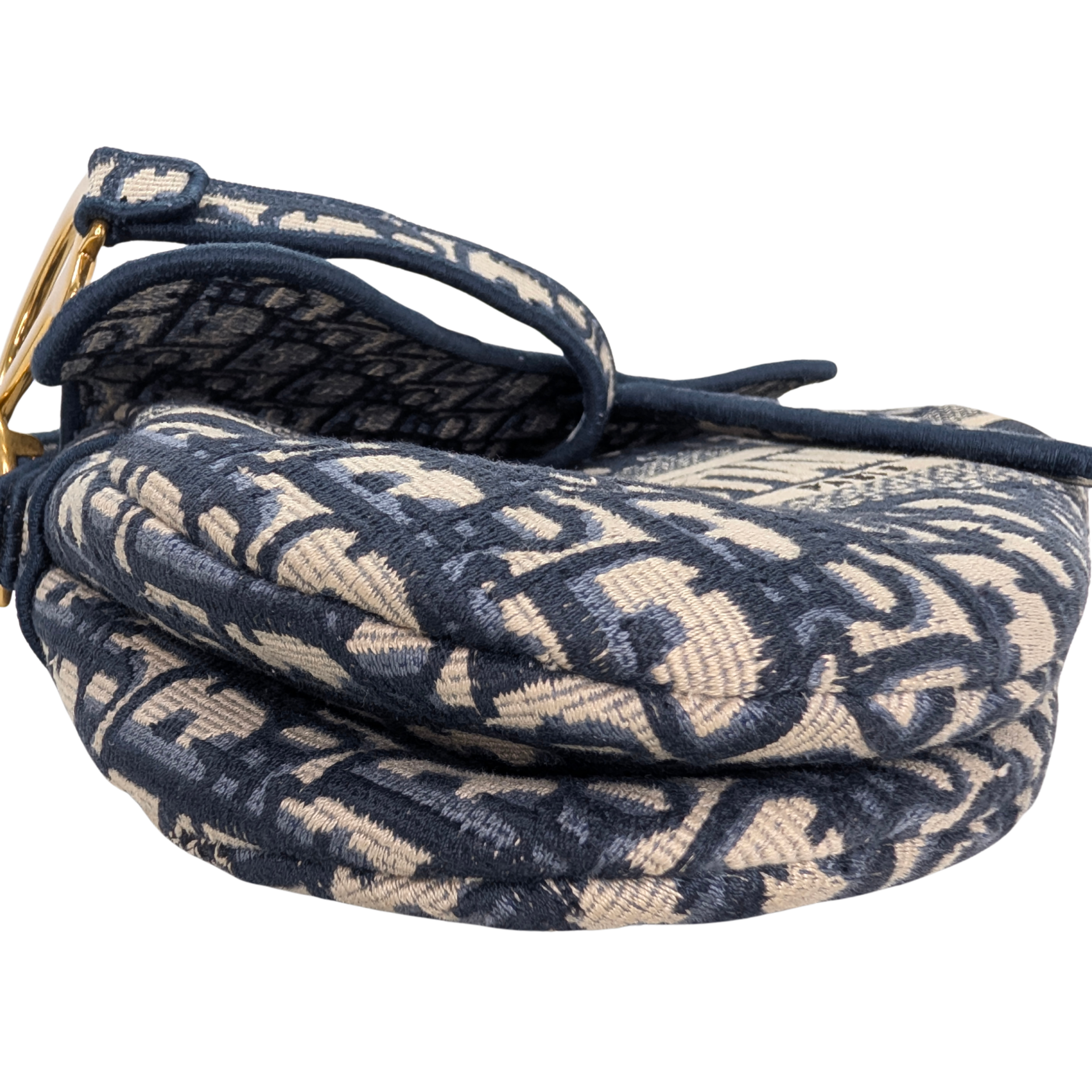 Dior 中号马鞍包 海军蓝 Oblique 花纹 配肩带