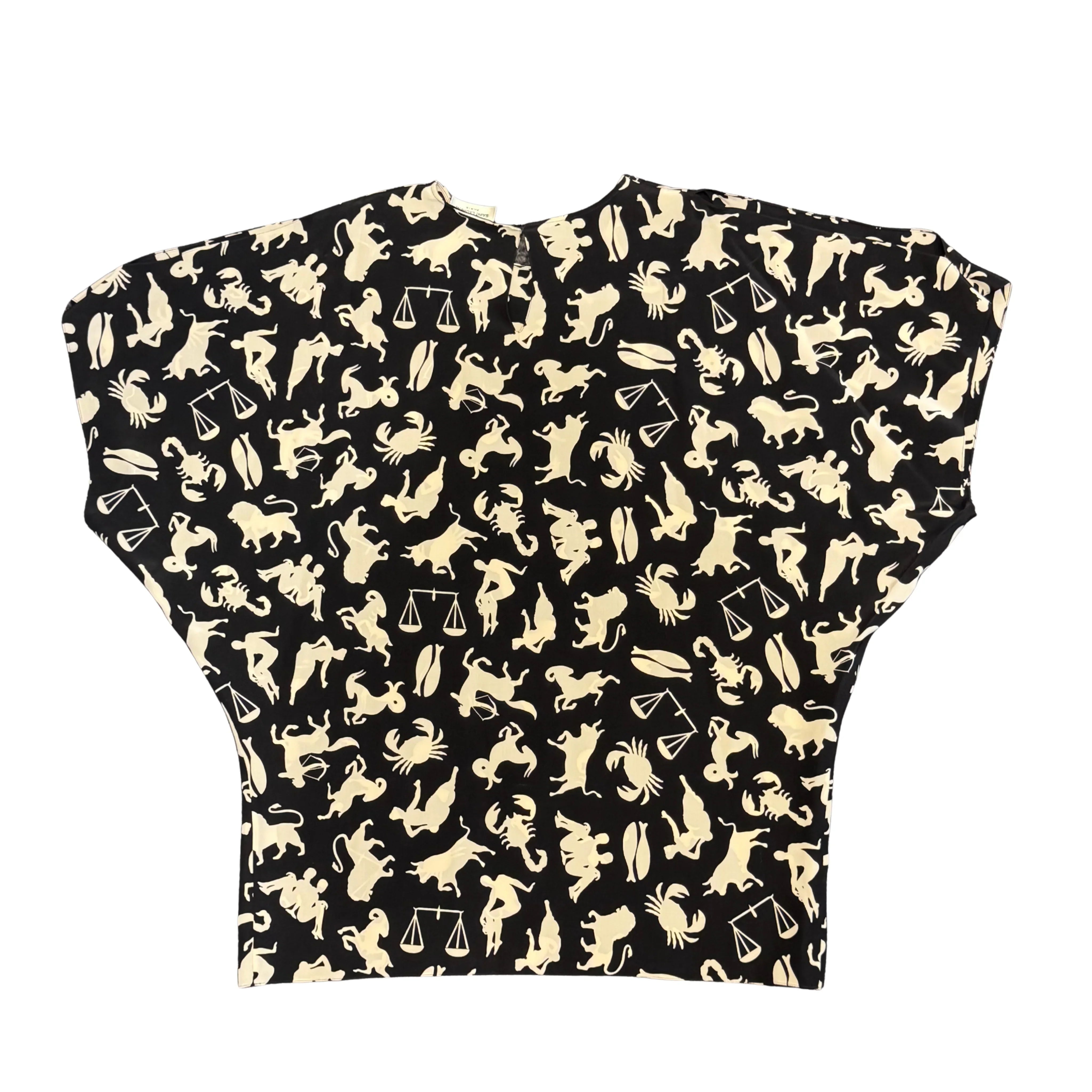 Saint Laurent Black/Cream Silk Zodiac Print Blouse Shirt 40 - Lost Designer