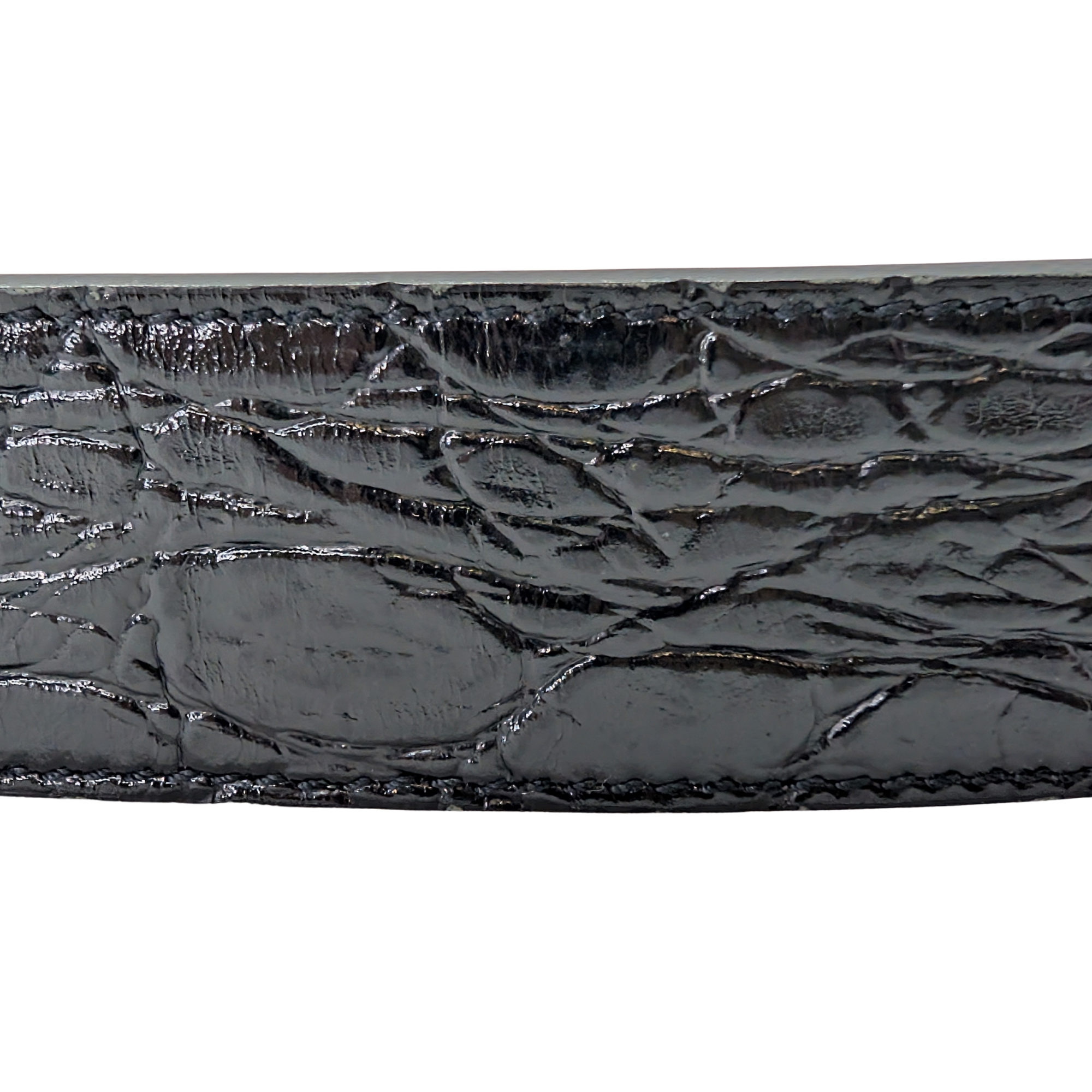 Saint Laurent Embossed Crocodile Belt Black 80cm - Lost Designer