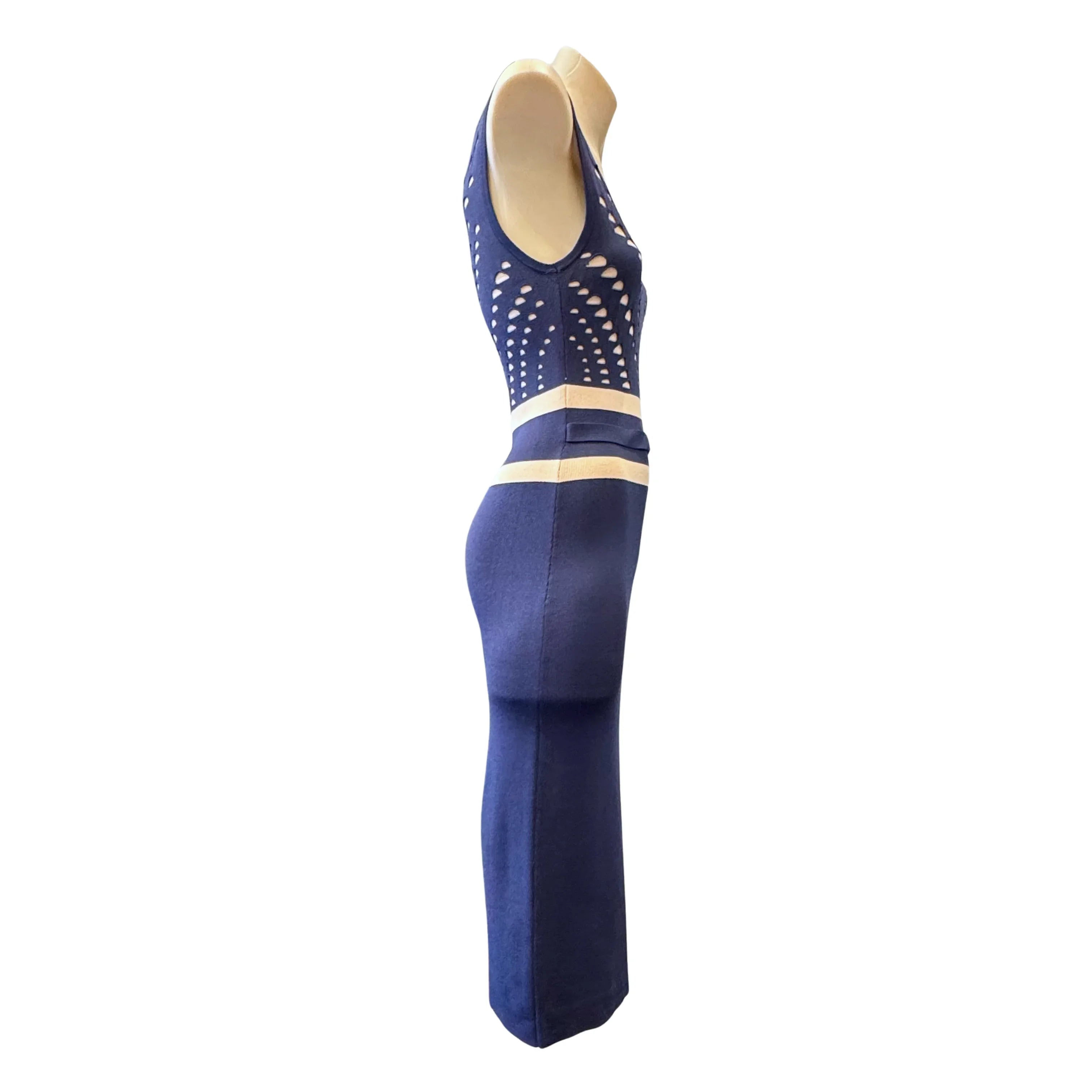 Versace Navy Cut-Out Midi Dress Size 44 - Lost Designer
