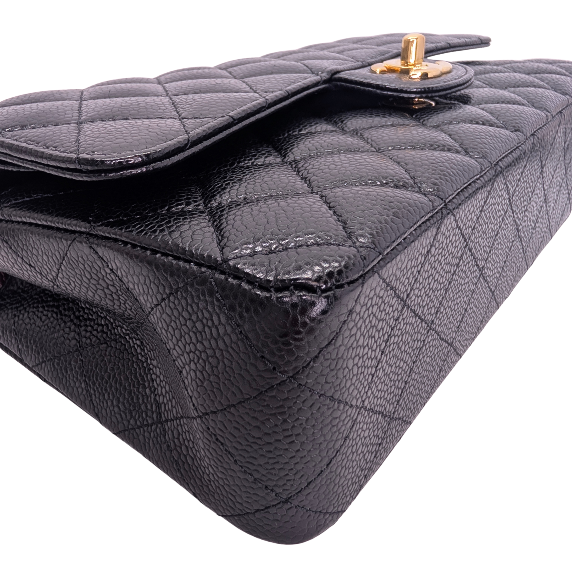 Chanel Classic Flap Bag Caviar Leather Medium Black (Microchip)