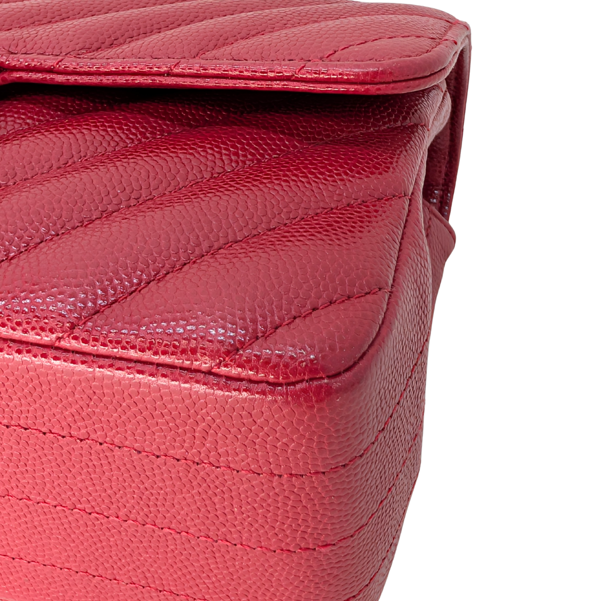 Chanel Mini Chevron Caviar Flap Bag Red