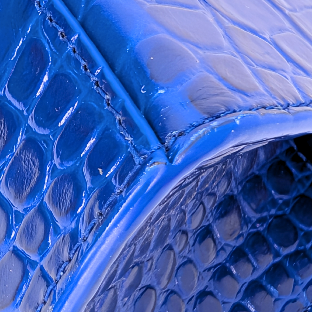 Balenciaga Hourglass Crocodile Embossed Blue