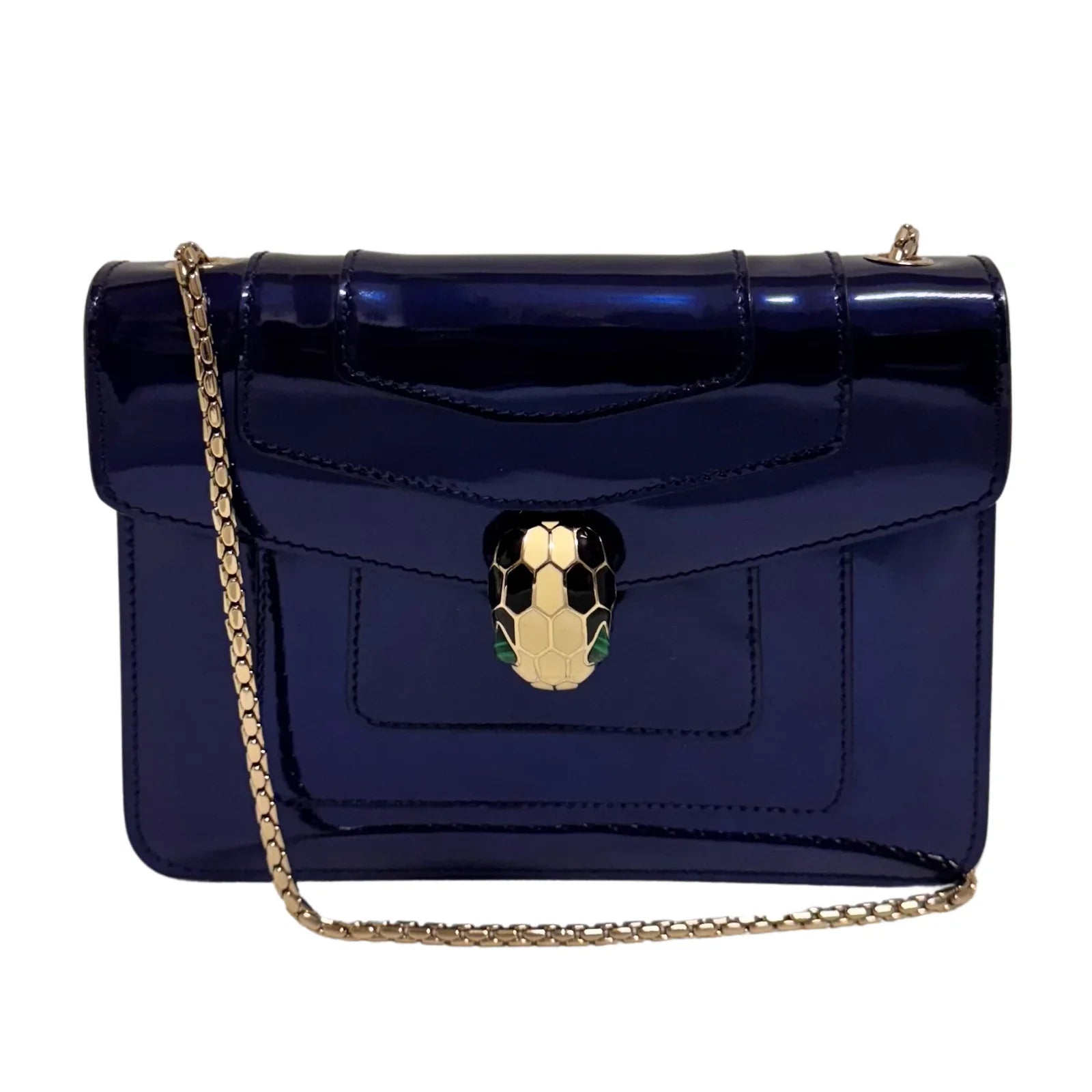 Bvlgari Serpenti patent leather handbag Blue - Lost Designer