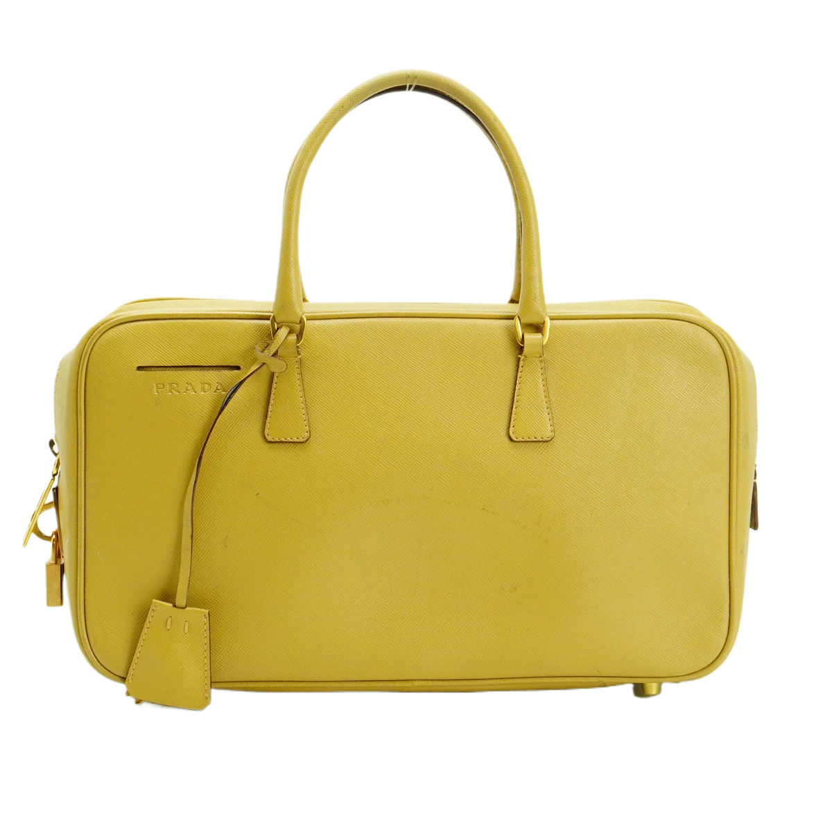 Prada Saffiano Leather Mustard Yellow Handbag - Lost Designer