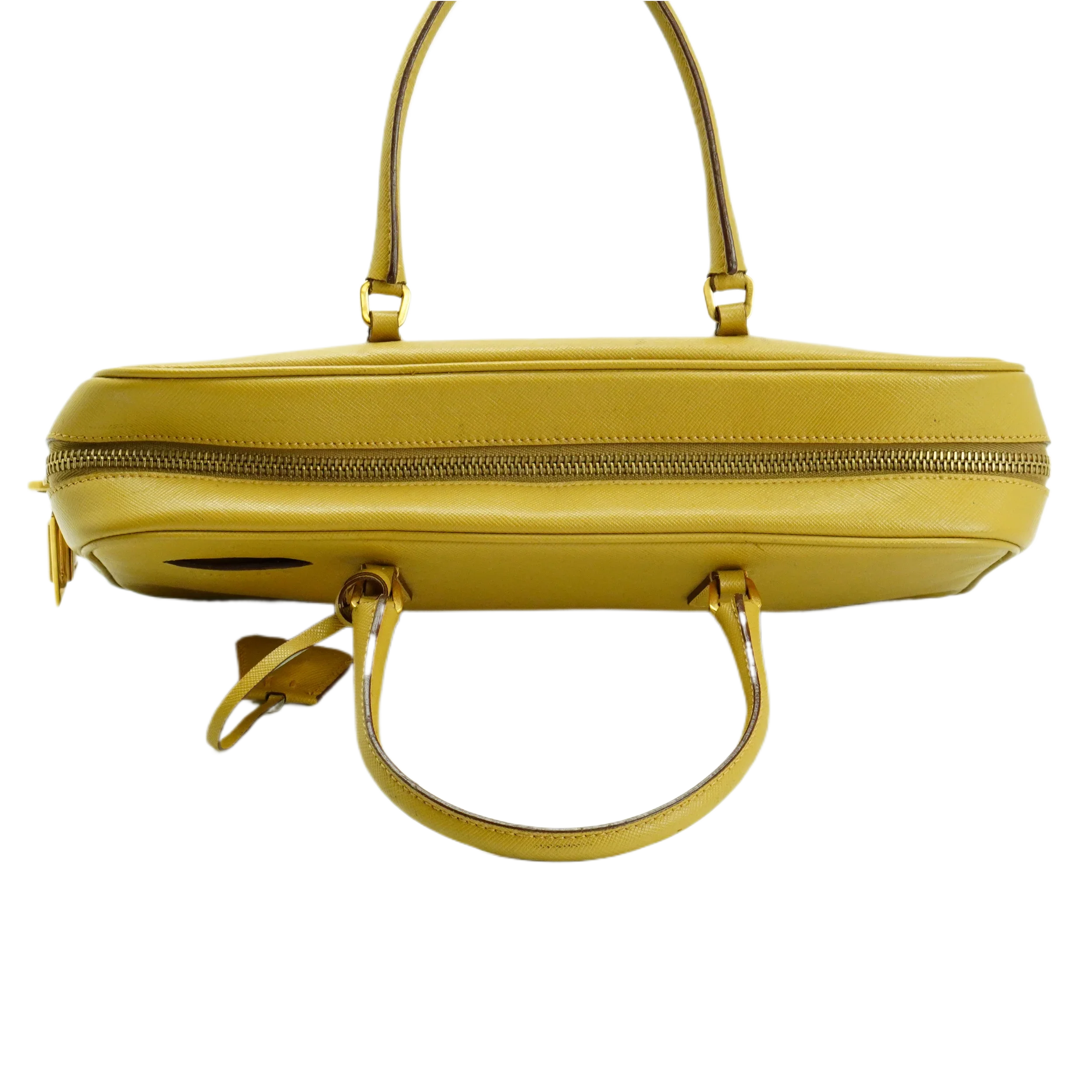 Prada Saffiano Leather Mustard Yellow Handbag - Lost Designer