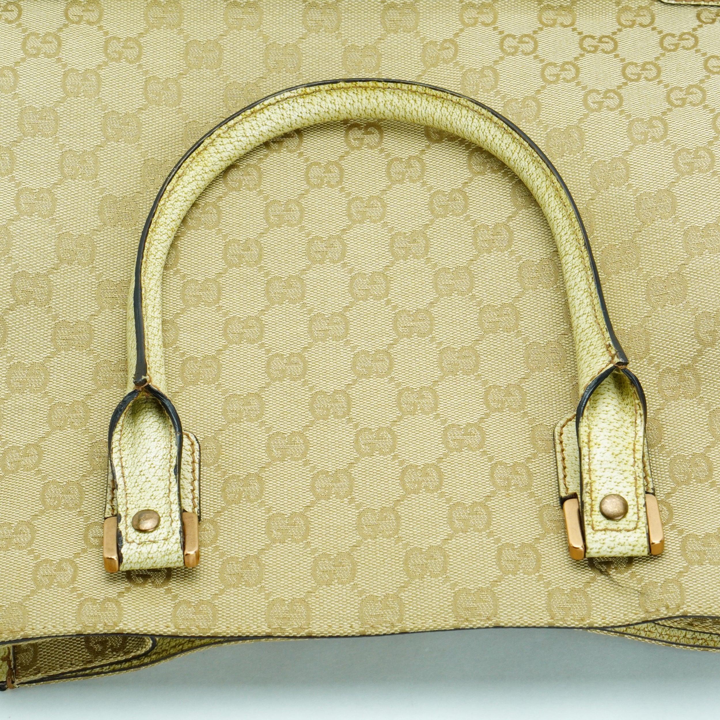 Gucci Beige GG Monogram Canvas Handbag - Lost Designer