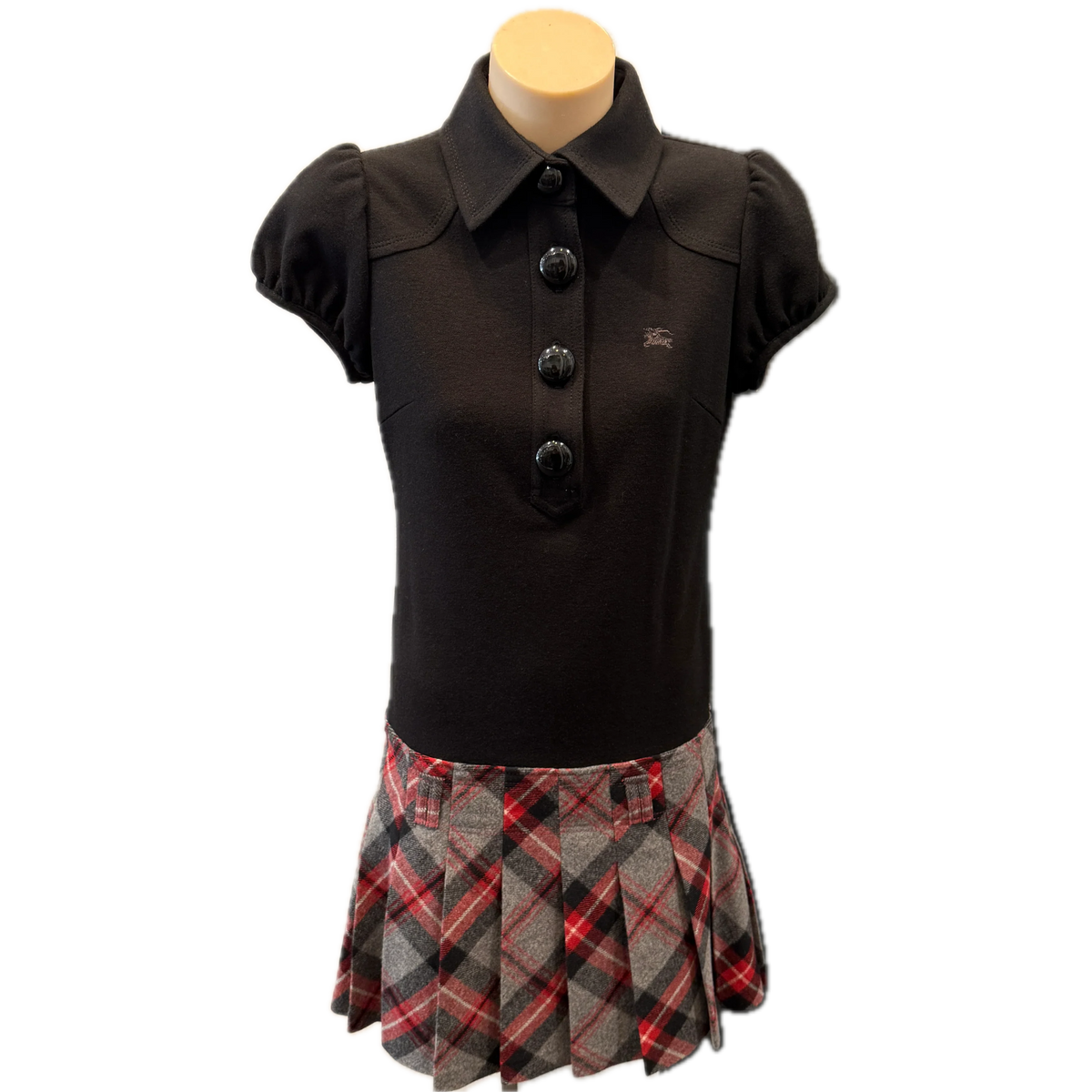 Burberry Blue Label One Piece Dress Wool 38 Black/Red - Lost Designer