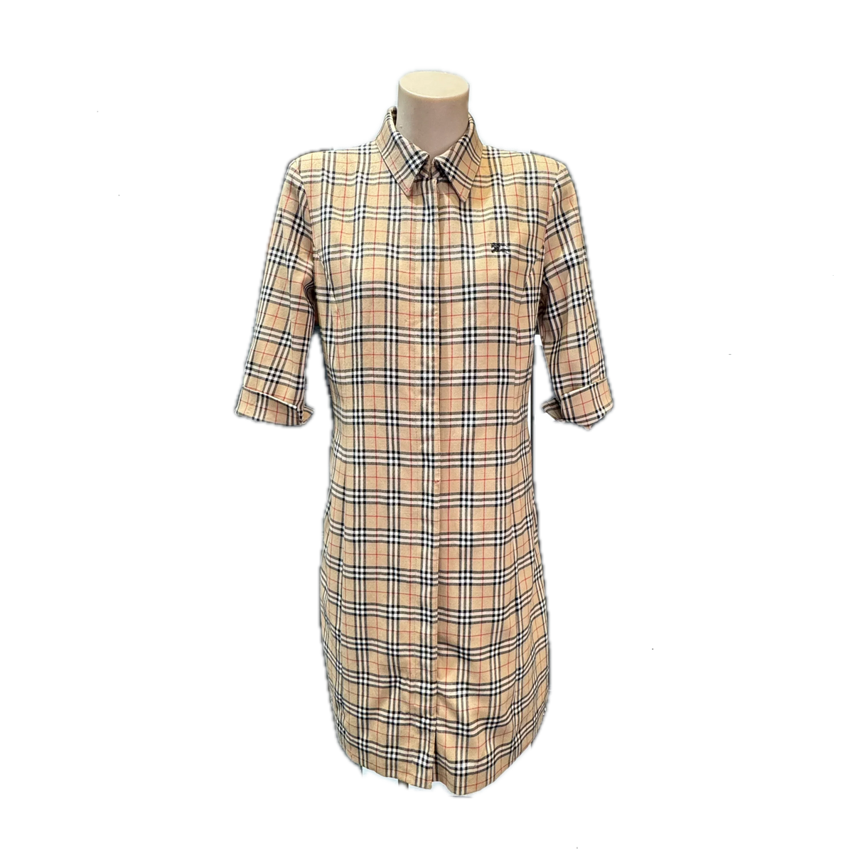 Burberry Check Short sleeve dress Beige size 38 - Lost Designer