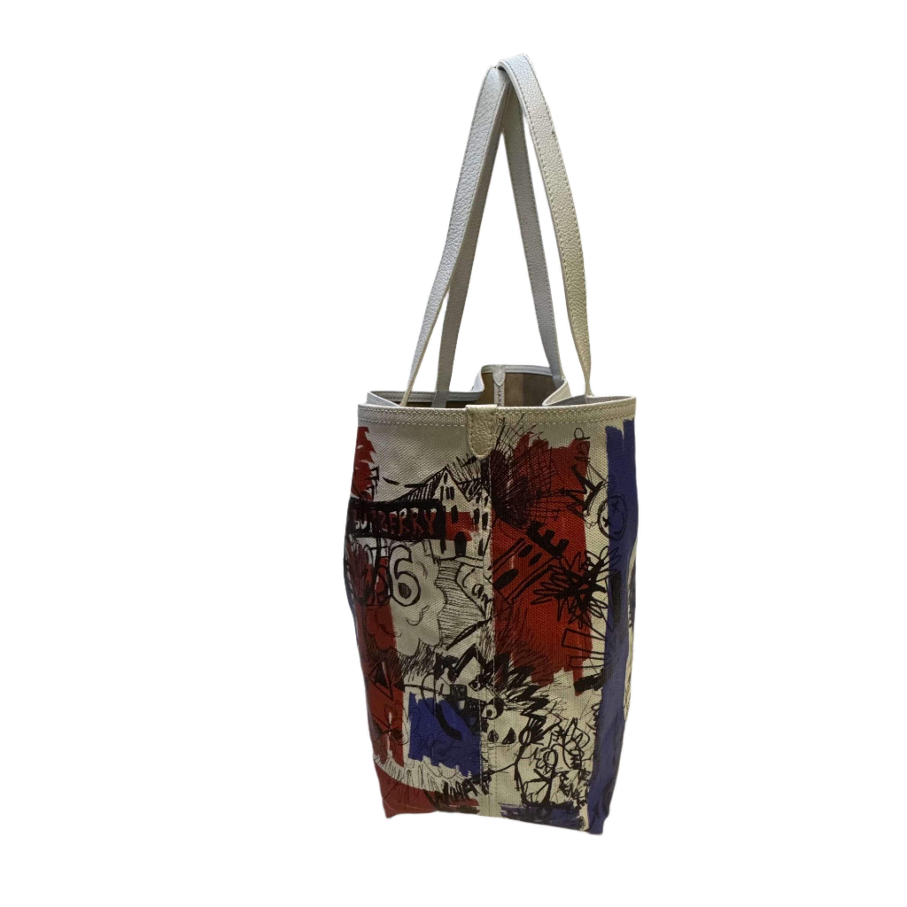 Burberry Canvas House Check Union Jack Sketchbook Reversible Doodle Tote - Lost Designer