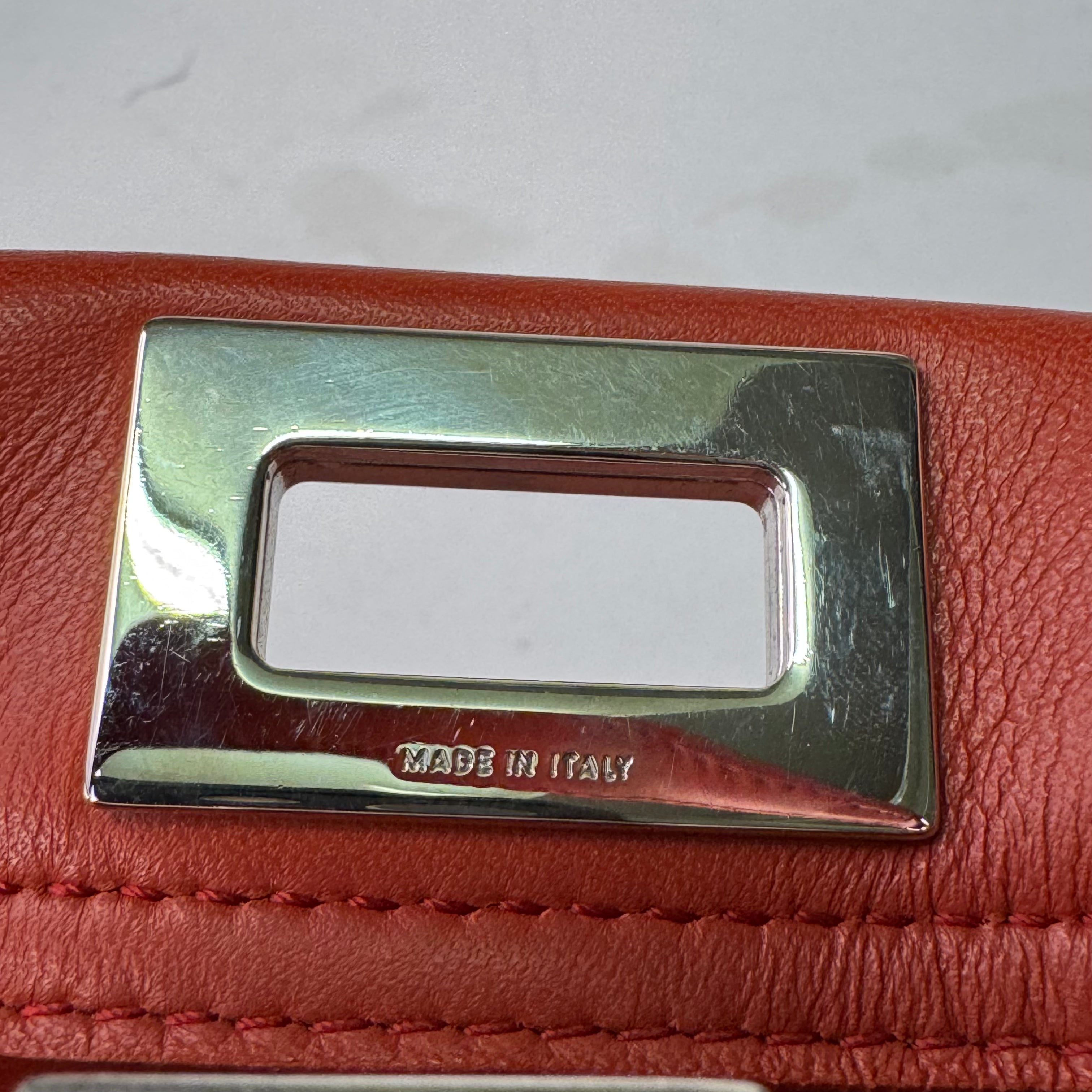 Fendi Mini Whipstitch Peekaboo Bag Leather Red - Lost Designer