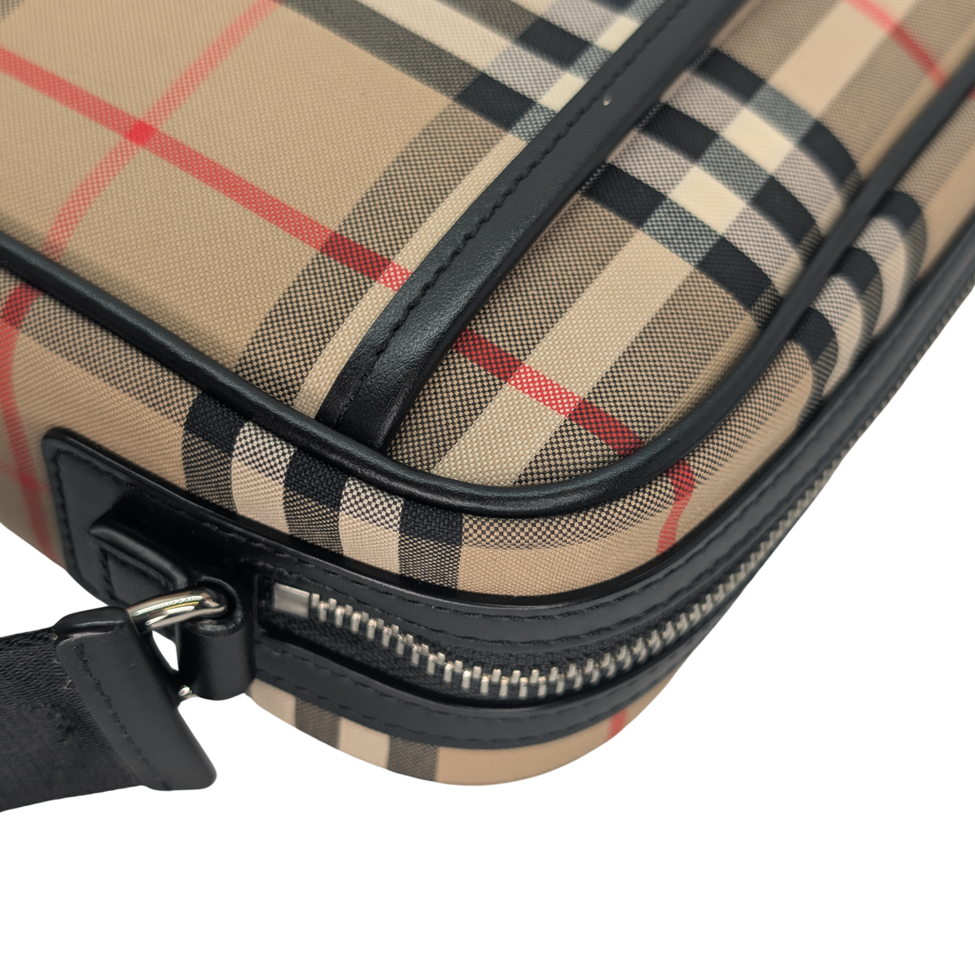 Burberry 米色复古格纹斜挎包