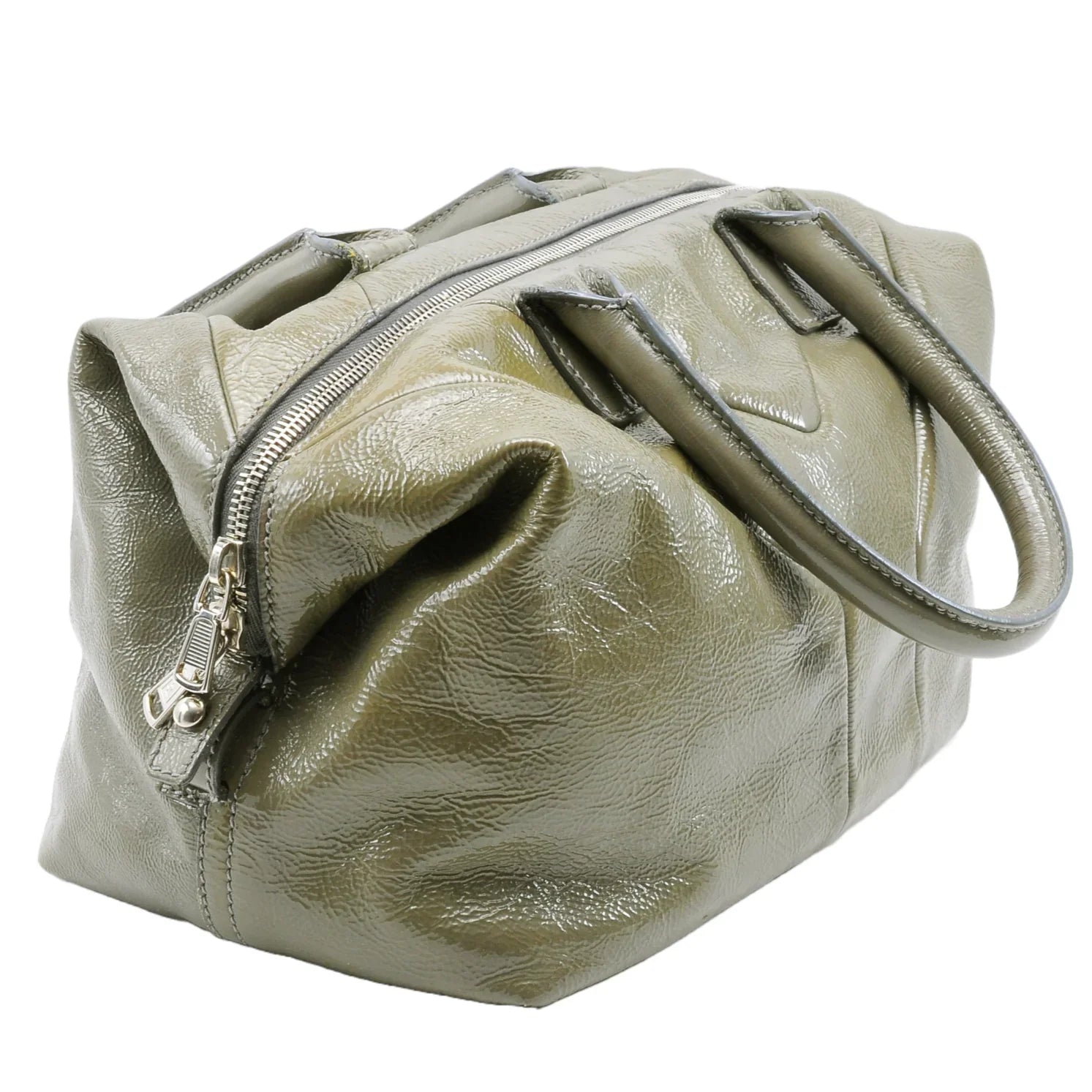 Saint Laurent Easy Patent Leather Boston Bag Olive - Lost Designer
