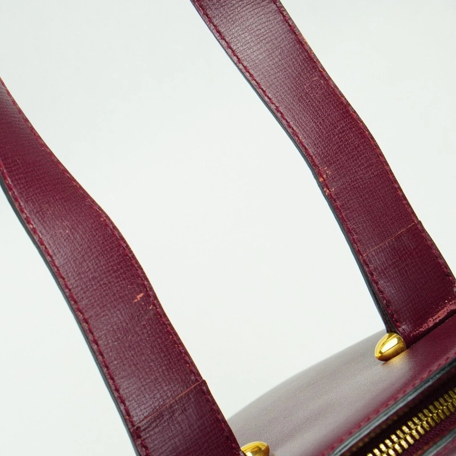 Cartier Leather Rounder Handbag Burgundy - Lost Designer