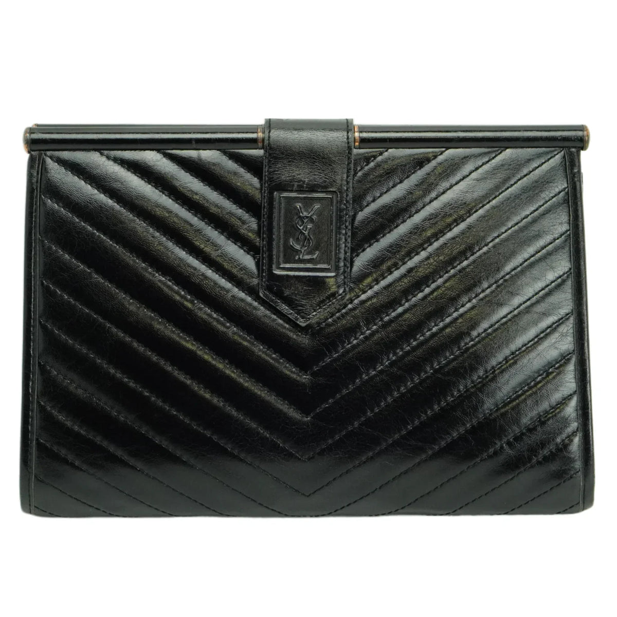 Saint Laurent Quilted Leather Clutch Bag Black - Lost Designer