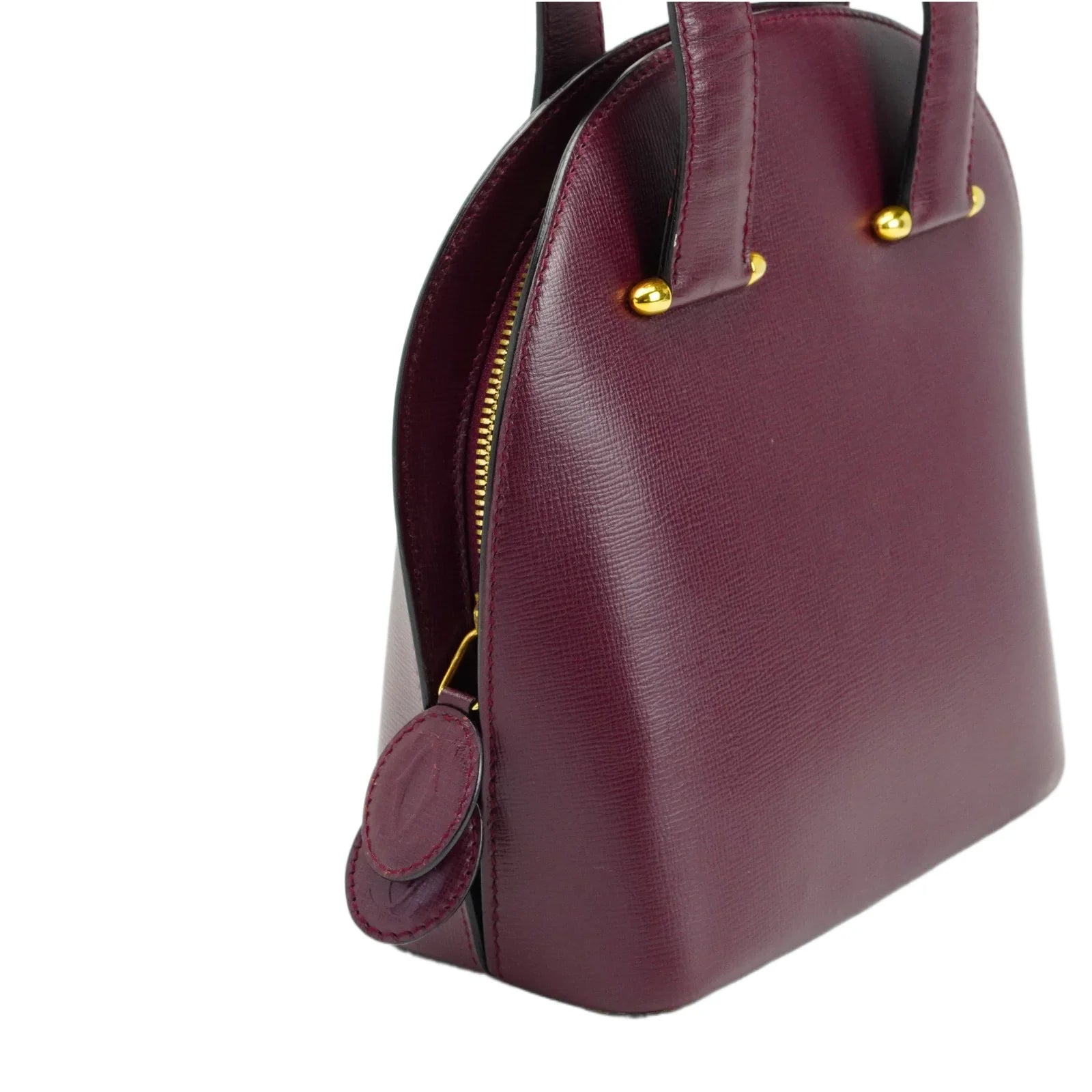 Cartier Leather Rounder Handbag Burgundy - Lost Designer