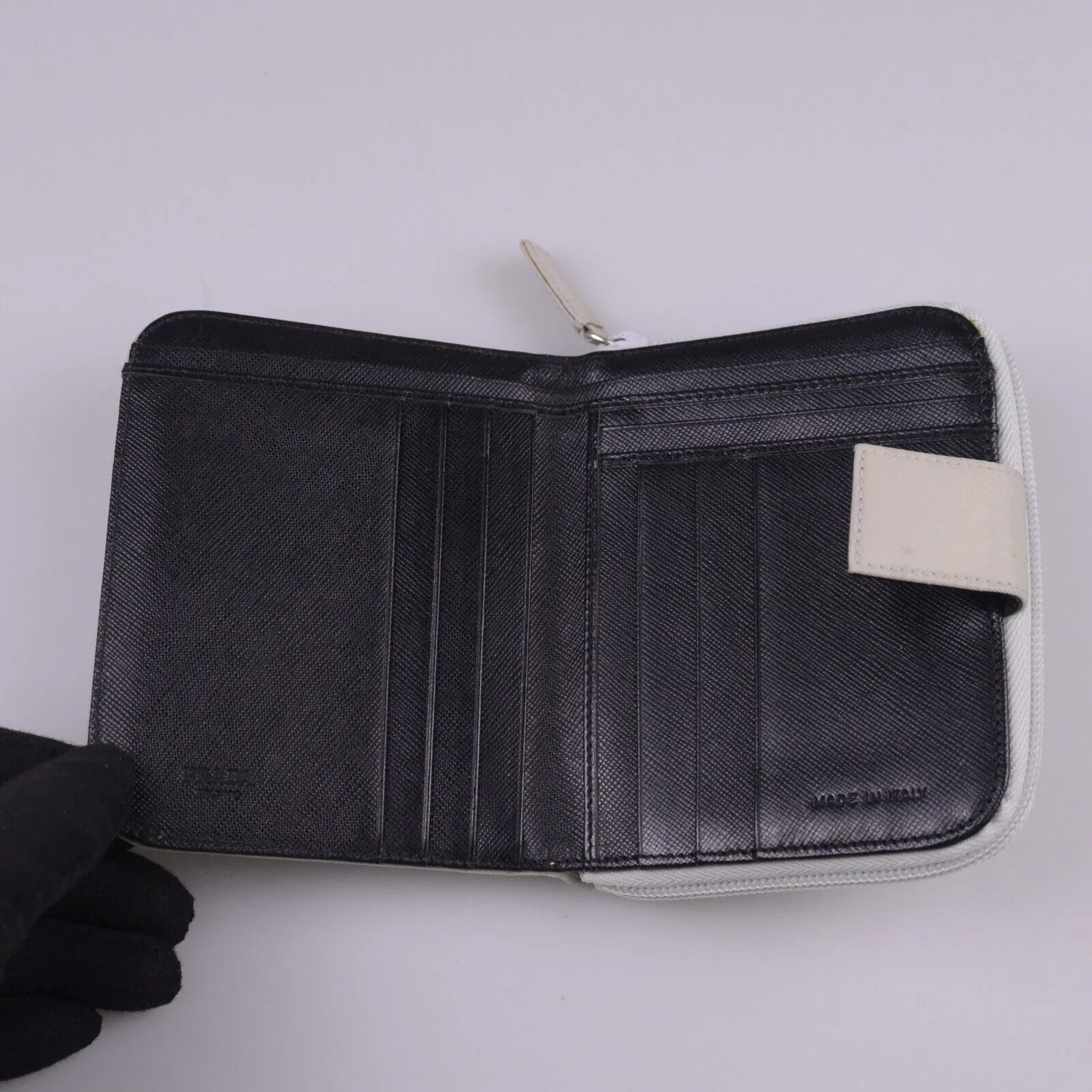 Prada Tessuto Nylon Zip Fold Wallet Grey - Lost Designer